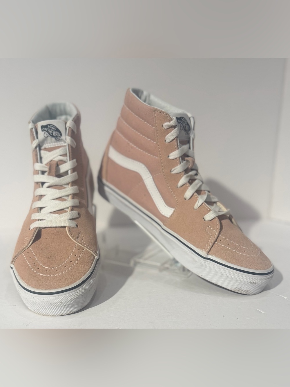 VANS SK8- Pink-White Suede High Top Sneaker Skate Shoe Size 9 Women Size 7.5 Men
